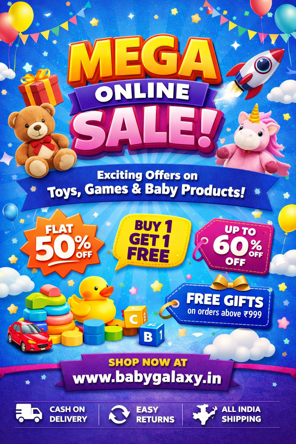 Mega Online Sale at Baby Galaxy – Exciting Offers on Toys, Games & Baby Products!