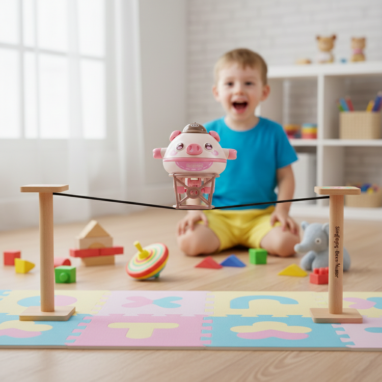 Cartoon balancing pig walking tumbler unicycle toy